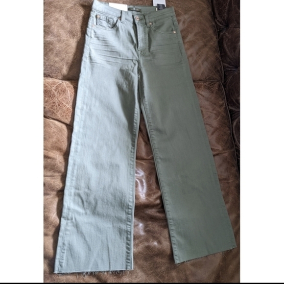 NWT 7 For All Mankind Alexa Vintage High Waist Wide Leg Cropped Jeans - Size 24 - Picture 3 of 7